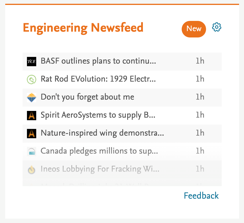 Screenshot of RSS feed